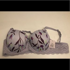 NWT Auden 40c lavender floral push-up bra